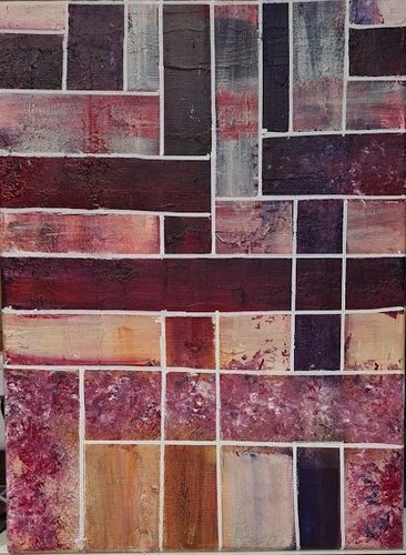 Chris M, cuboid pattern, acrylic & modelling paste.
